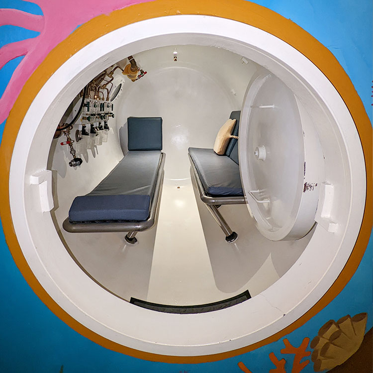 interior of a hyperbaric oxygen chamber